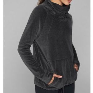 Athleta Cozy Black Velour Sweater